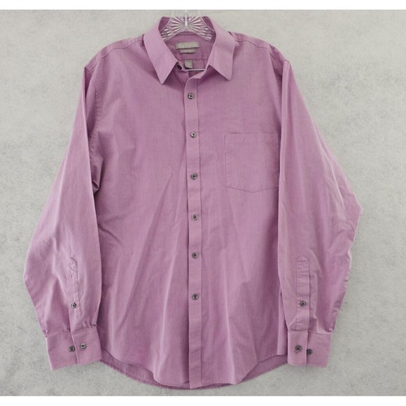 Van Heusen  16 34/35 Lavender Chambray Button Down Fitted Shirt Men's - Picture 1 of 12